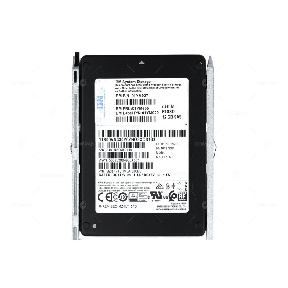 01YM655 IBM FLASH SSD 7.68TB SAS 12G 2.5" SFF FOR STORWIZE V5030F